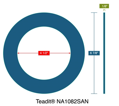 Teadit NA1082SAN - Ring Gasket -  1/8" Thick - 150 Lb.  - 4"