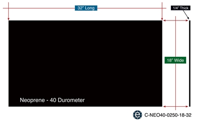 40 Duro Neoprene Custom Sheet - 1/4" Thick x 18" x 32"