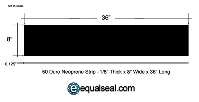 Neoprene 50 Durometer Custom Strip - 1/8" Thick x 8" wide x 36" Long