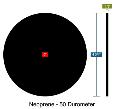 Neoprene with PSA - 50 Durometer -  1/8" Thick -Disc - 4.75" OD