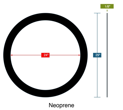 Neoprene 50 Duro Custom Ring - 1/8" Thick x 24" ID x 29" OD