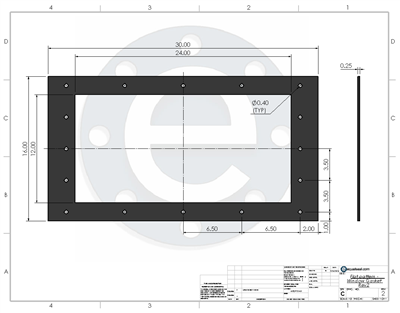 Neoprene - 60 Durometer -  1/4" Thick - 16" x 30" per Drawing Window Gasket Rev2