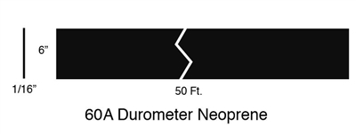 Neoprene 60 Durometer - 1/16" Thick x 6" x 50 ft strip