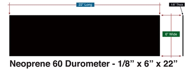 Neoprene 60 Durometer - 1/8" Thick x 6" x 22" Custom Pad