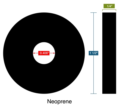 60 Duro Neoprene Ring -1/4" Thick x  .406" ID x 1-1/2" OD