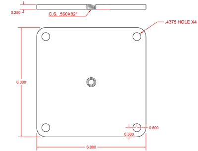 60 Duro Neoprene Custom Gasket -1/4" Thick x  6" x 6" Per Drawing - W/PSA