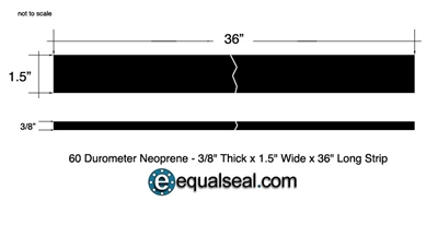Neoprene 60 Durometer - 3/8" Thick x 1-1/2" wide x 36" Long