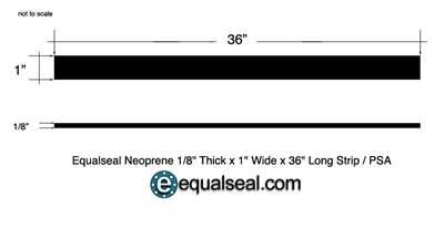 Neoprene 60 Durometer - 1/8" Thick x 1" x 36" with PSA