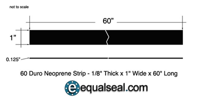 Neoprene 60 Durometer - 1/8" Thick x 1" x 60"
