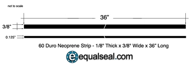 Neoprene 60 Durometer - 1/8" Thick x 3/8" wide x 36" Long
