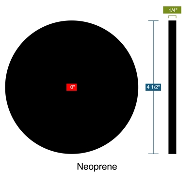 60 Duro Neoprene Disc - 1/4" Thick x 4.5" OD with PSA