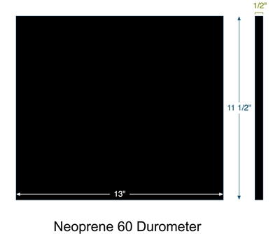 Neoprene 60 Durometer Custom Pad- 1/2" Thick x 11-1/2" x 13"
