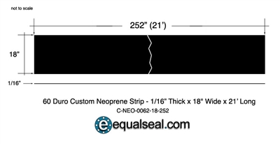 Neoprene 60 Durometer - 1/16" Thick x 18" x 21 ft custom strip