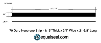 Neoprene 70 Durometer Custom Strip - 1/16" Thick x 3/4" wide x 21-3/8" Long