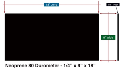 Neoprene  80 Durometer - 1/4" x 9" x 18"