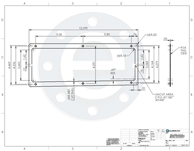 Neoprene - 60 Durometer with PSA- .062" Thick - Custom Gasket - per Drawing Rev9b-2-010