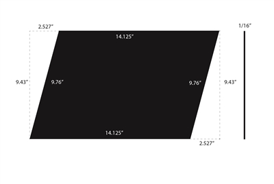 Neoprene - 50 Durometer -  1/16" Thick - 9.43" x 16.652" Angled Pad