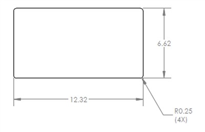 Gum Rubber - 40 Durometer - 4.76mm Thick - 6.62mm x 12.32mm - .25mm Radius Corner