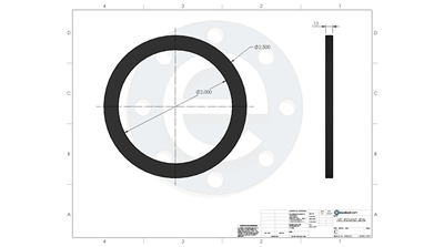 Neoprene - 60 Durometer -  1/8" Thick - 2.0" ID x 2.5" OD -Round Seal
