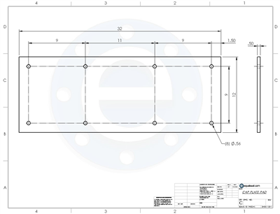 Neoprene - 60 Durometer -  1/2" Thick - 12" x 32" Cap Plate