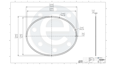 Neoprene - 60 Durometer -  1/2" - 82.13" x 106.06" x 1.97" C.S. Dovetailed Elliptical Gasket