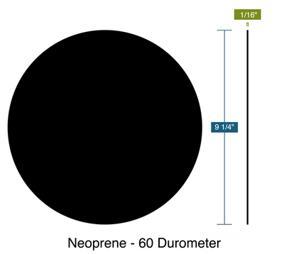 Neoprene - 60 Durometer - Disc-  1/16" Thick - 9.25" OD