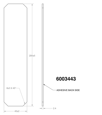 Neo 60 D- Custom Pad 6003443  - 2.4mm Thick - 45mm x 200mm - With PSA