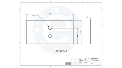 Neoprene - 70 Durometer -  1/2" Thick - 24" x 48" with 2 x 3" holes per drawing