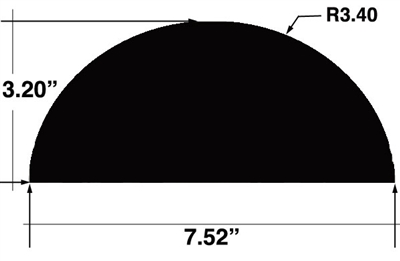 Kiss-Cut PVC Foam with PSA - 1/8" Thick x 3.20" x 7.52" with 3.4"R  Pads