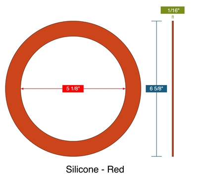 Red Silicone Custom Gasket - 50 Durometer - 1/16" Thick x 5.125" x 6.625"