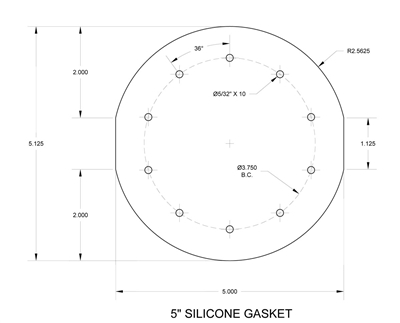 Red Silicone Ring Gasket - 60 Durometer - 1/8" Thick x 5" Per Drawing 3591