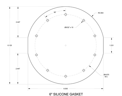 Red Silicone Ring Gasket - 60 Durometer - 1/8" Thick x 6" Per Drawing 3592