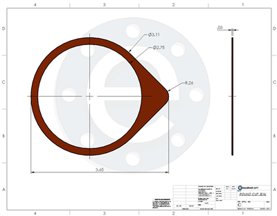Silicone - Red 60 Durometer -  1/32" Thick - Ring Gasket - 2.75" ID - 3.11" OD With Tab Per Drawing