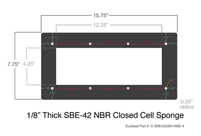 SBE-42 NBR Closed Cell Sponge Custom Gasket - 1/8" Thick x 7.75" x 15.75"