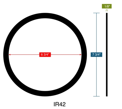 Closed Cell Neoprene Sponge Ring Gasket with PSA 1/8" Thick - 6.75" ID - 7.75" OD