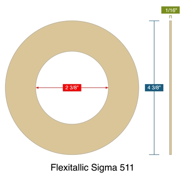 Flexitallic Sigma 511 -  1/16" Thick - Ring Gasket - 300 Lb./400 Lb./600 Lb. - 2"