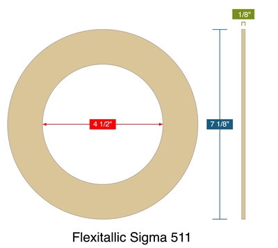 Flexitallic Sigma 511 -  1/8" Thick - Ring Gasket - 300 Lb. - 4"