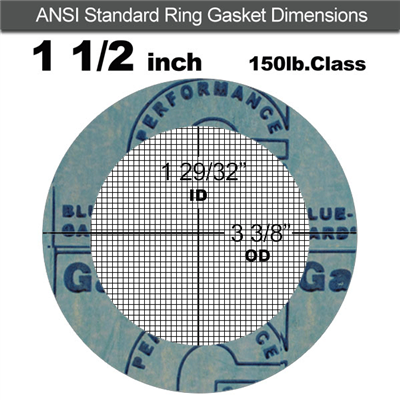 Dual Mesh Strainer Gasket - 1.5" Ring - 150 Lb. - Garlock Blue-Gard 3000 - 40/100 Mesh