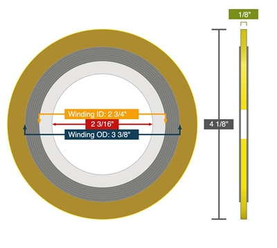 Equalseal Spiral Wound Gasket - 304 Stainless Steel - 304 Stainless Steel winding - PTFE Filler - Carbon Steel - 150 Lb. - 2"