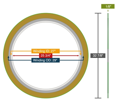 Equalseal Spiral Wound Gasket - 304 Stainless Steel - 316L Stainless Steel winding - Flexible Graphite Filler - Carbon Steel - 300 Lb. - 26" Series A