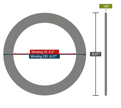 Equalseal Spiral Wound Gasket - 304 Stainless Steel winding - Flexible Graphite Filler - 6.3" X 8.27" -