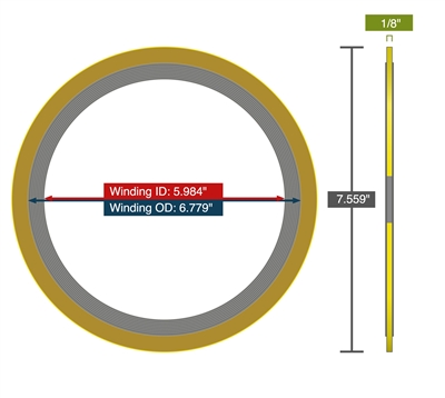 Equalseal Spiral Wound Gasket - 304 Stainless Steel winding - Flexible Graphite Filler - Carbon Steel Outer Ring - DN125 PN10