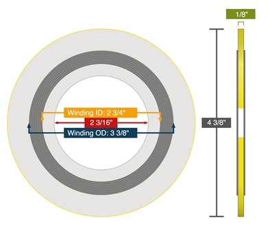 Spiral Wound Gasket - 2" - 300 lb Class - 304SS Inner / 304SS/PTFE Winding / 304SS Outer