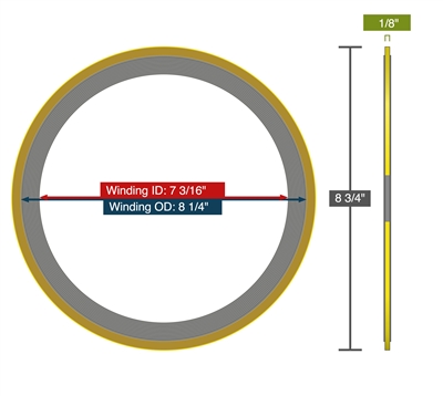 Equalseal Spiral Wound Gasket - 304 Stainless Steel winding - Flexible Graphite Filler - Carbon Steel - 150 Lb. - 6"