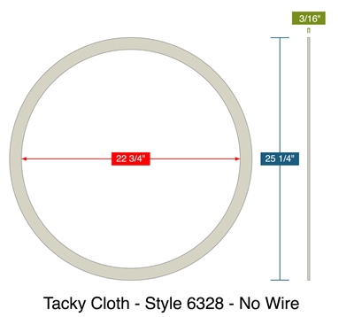 Tacky Cloth - Style 6328 - No Wire -  3/16" Thick - Ring Gasket - 22.75" ID - 25.25" OD