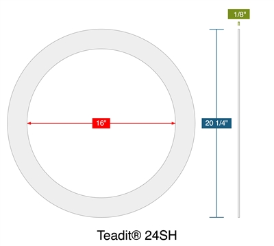 TeaditÂ® 24SH -  1/8" Thick - Ring Gasket - 150 Lb. - 16"