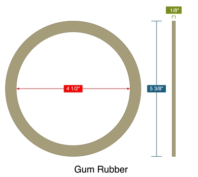 Gum Rubber with PSA -  1/8" Thick - Ring Gasket - 4.5" ID - 5.375" OD