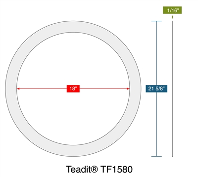 Teaditï¿½ TF1580 -  1/16" Thick - Ring Gasket - 150 Lb. - 18" - Cleaned for O2 Service