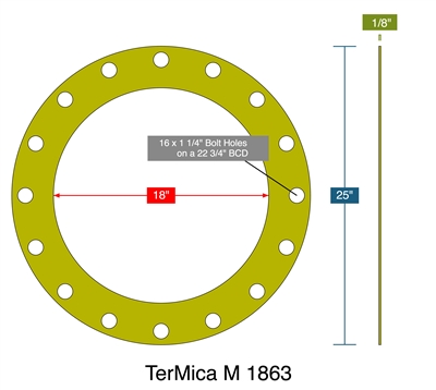 TerMica M 1863 -  1/8" Thick - Full Face Gasket - 150 Lb. - 18"