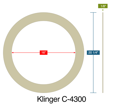 Klinger C-4300 - Ring Gasket - 1/8" Thick x 16" x 20.5"